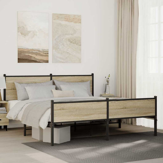 Giroletto senza Materasso in Metallo-Struttura Letto Rovere Sonoma 183x213 cm 987755