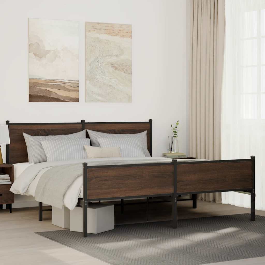Giroletto senza Materasso in Metallo-Struttura Letto Rovere Marrone 183x213 cm 374036