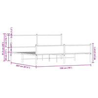 vidaXL Giroletto senza Materaso in Metallo Rovere Marrone 193x203 cm