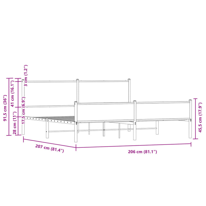Giroletto senza Materaso in Metallo Rovere Marrone 200x200 cm 3301418