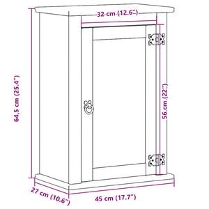 Mobile Bagno a Parete Corona 45x27x64,5cm Legno Massello Pino 4013401