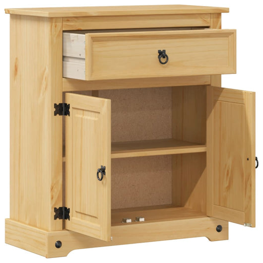 Mobiletto da bagno 70 x 33 x 80 cm con ampio spazio di stoccaggio rustico in legno di pino massiccio 02_0057604