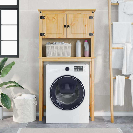 Mobile Lavatrice da Bagno Corona in Legno Massello di Pino