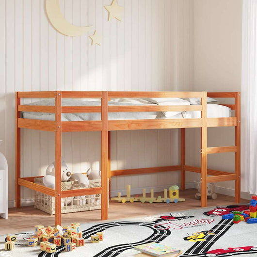 vidaXL Letto Soppalco con Scala Bambini Marrone 80x200cm Massello Pino