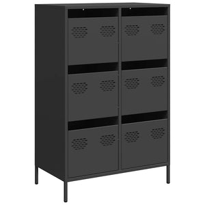 Credenza-Buffet-Armadio da cucina Nera 68x39x101,5 cm in Acciaio 895332