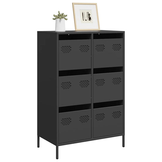 Credenza-Buffet-Armadio da cucina Nera 68x39x101,5 cm in Acciaio 895332