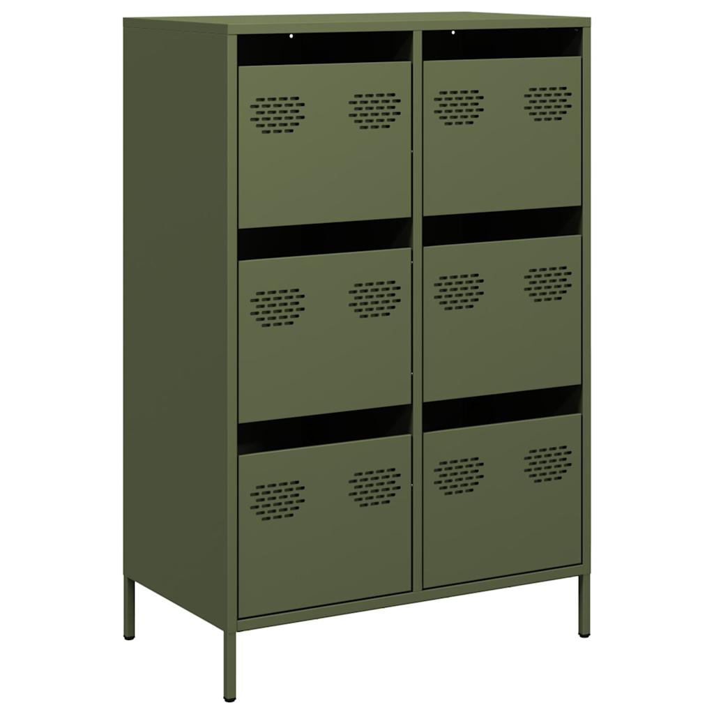 vidaXL Credenza Verde Oliva 68x39x101,5 cm in Acciaio