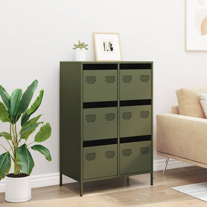 vidaXL Credenza Verde Oliva 68x39x101,5 cm in Acciaio