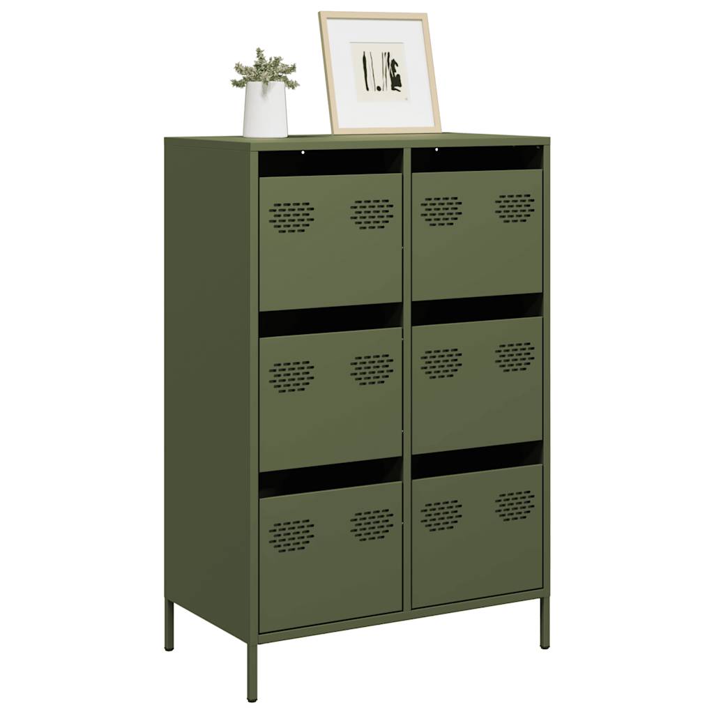 vidaXL Credenza Verde Oliva 68x39x101,5 cm in Acciaio