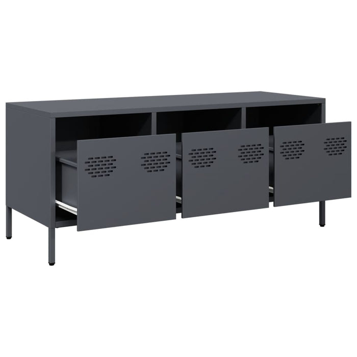 Mobile TV-Credenza TV-Console TV Antracite 101,5x39x43,5 cm Acciaio Laminato a Freddo 457370