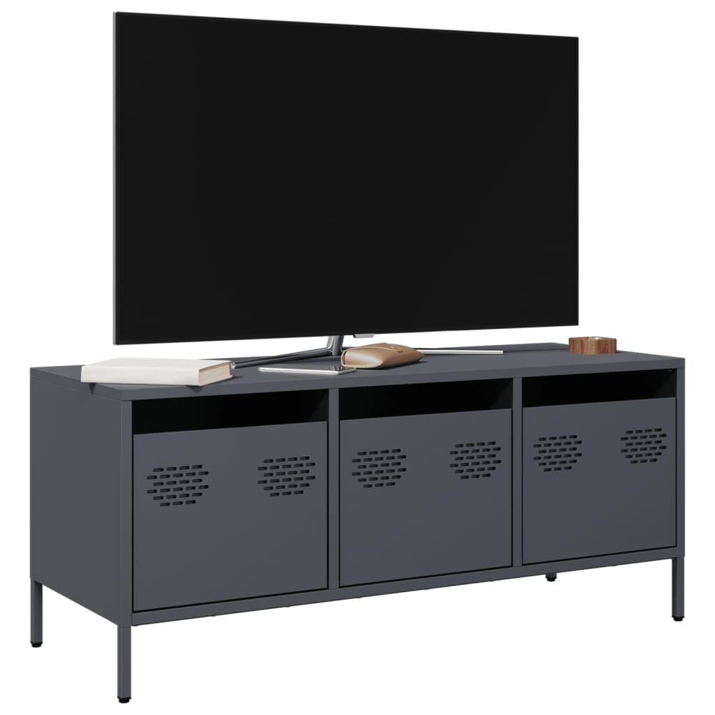 Mobile TV-Credenza TV-Console TV Antracite 101,5x39x43,5 cm Acciaio Laminato a Freddo 457370