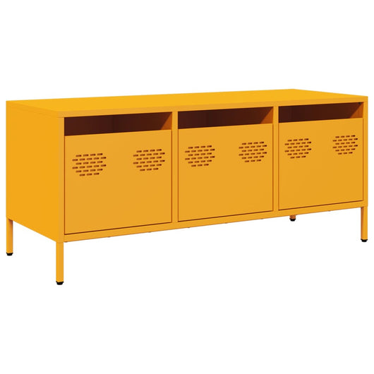 Mobile TV-Credenza TV-Console TV Giallo Senape 101,5x39x43,5 cm in Acciaio 181568