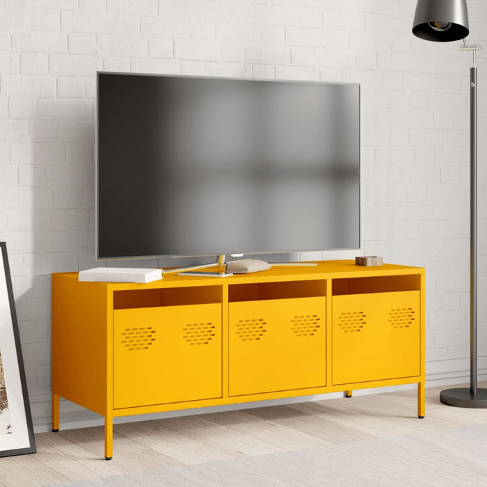 Mobile TV-Credenza TV-Console TV Giallo Senape 101,5x39x43,5 cm in Acciaio 181568