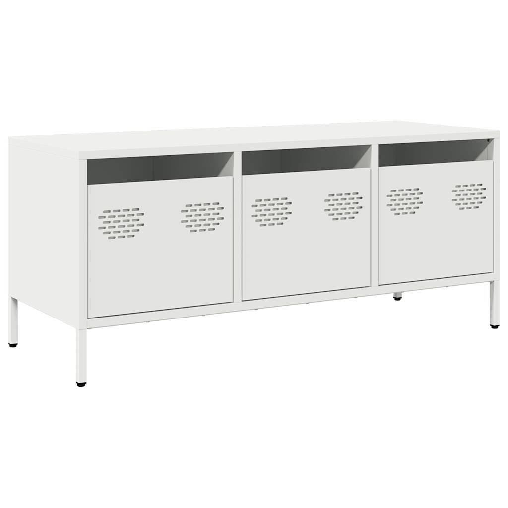 Mobile TV-Credenza TV-Console TV Bianco 101,5x39x43,5 cm in Acciaio Laminato a Freddo 475672