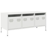 Mobile TV-Credenza TV-Console TV Bianco 101,5x39x43,5 cm in Acciaio Laminato a Freddo 475672