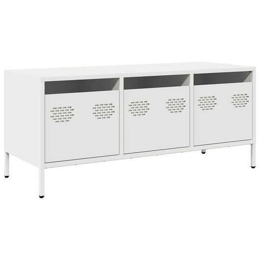 Mobile TV-Credenza TV-Console TV Bianco 101,5x39x43,5 cm in Acciaio Laminato a Freddo 475672