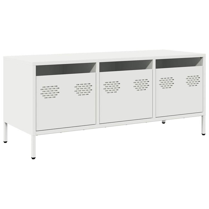 Mobile TV-Credenza TV-Console TV Bianco 101,5x39x43,5 cm in Acciaio Laminato a Freddo 475672