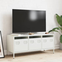 Mobile TV-Credenza TV-Console TV Bianco 101,5x39x43,5 cm in Acciaio Laminato a Freddo 475672