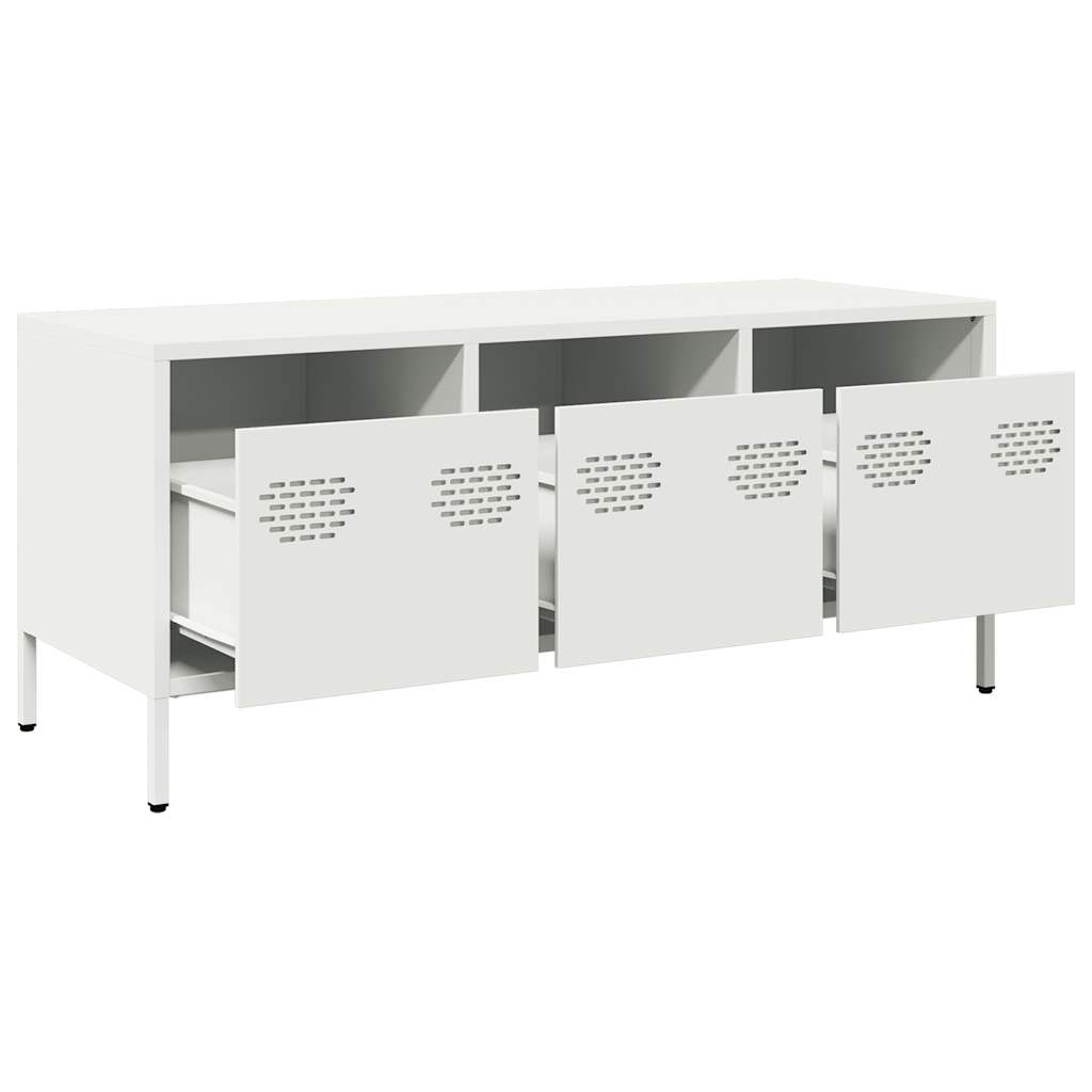 Mobile TV-Credenza TV-Console TV Bianco 101,5x39x43,5 cm in Acciaio Laminato a Freddo 475672