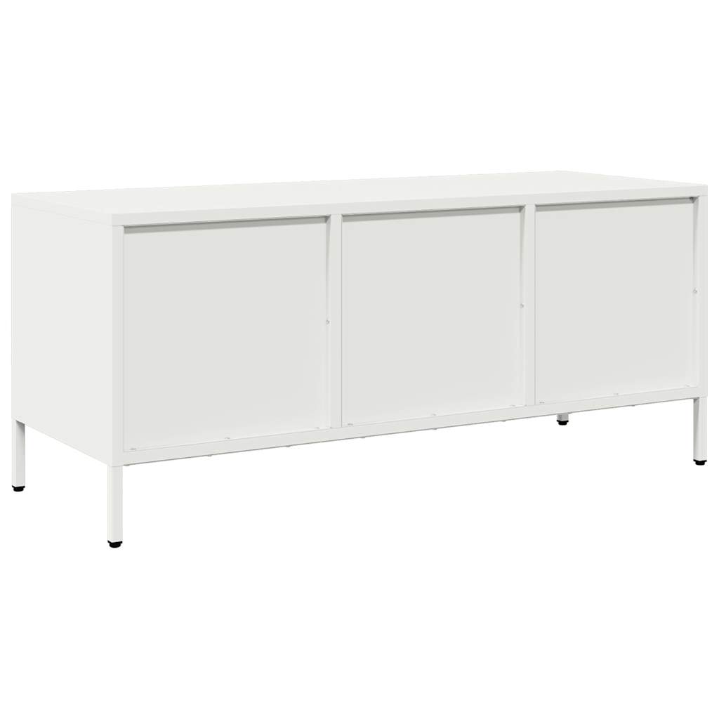 Mobile TV-Credenza TV-Console TV Bianco 101,5x39x43,5 cm in Acciaio Laminato a Freddo 475672