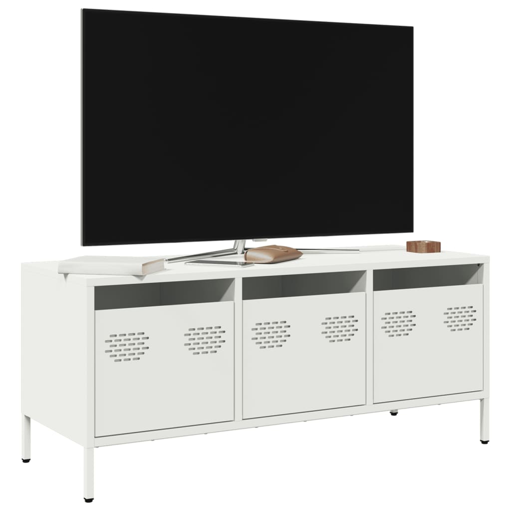 Mobile TV-Credenza TV-Console TV Bianco 101,5x39x43,5 cm in Acciaio Laminato a Freddo 475672