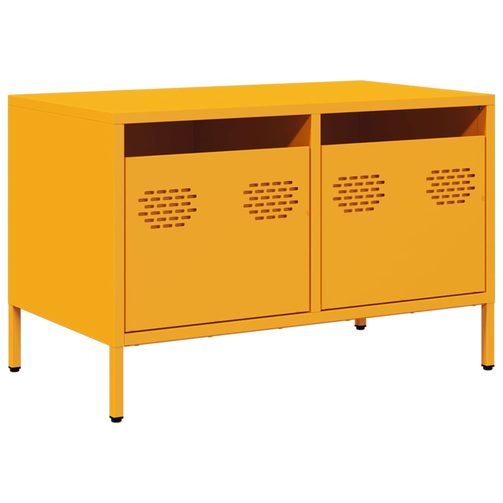 Mobile TV-Credenza TV-Console TV Giallo Senape 68x39x43,5cm Acciaio Laminato a Freddo 955084