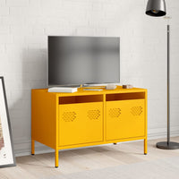 Mobile TV-Credenza TV-Console TV Giallo Senape 68x39x43,5cm Acciaio Laminato a Freddo 955084