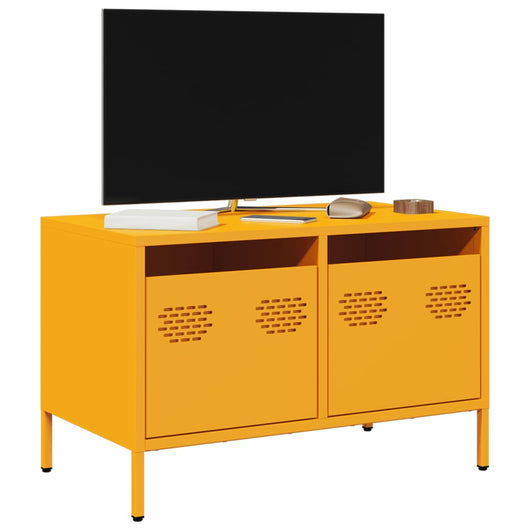 Mobile TV-Credenza TV-Console TV Giallo Senape 68x39x43,5cm Acciaio Laminato a Freddo 955084