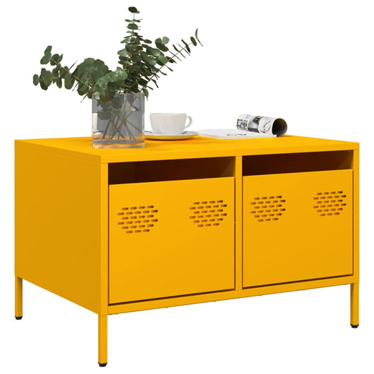 Mobile TV-Credenza TV-Console TV Giallo Senape 68x50x43,5 cm Acciaio Laminato a Freddo