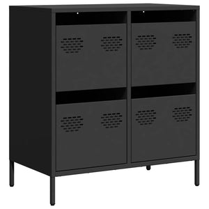 Credenza Nera 68x39x73,5 cm in Acciaio Laminato a Freddo