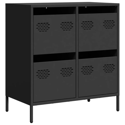 Credenza Nera 68x39x73,5 cm in Acciaio Laminato a Freddo