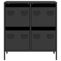 Credenza Nera 68x39x73,5 cm in Acciaio Laminato a Freddo