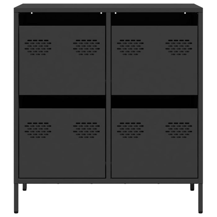 Credenza Nera 68x39x73,5 cm in Acciaio Laminato a Freddo