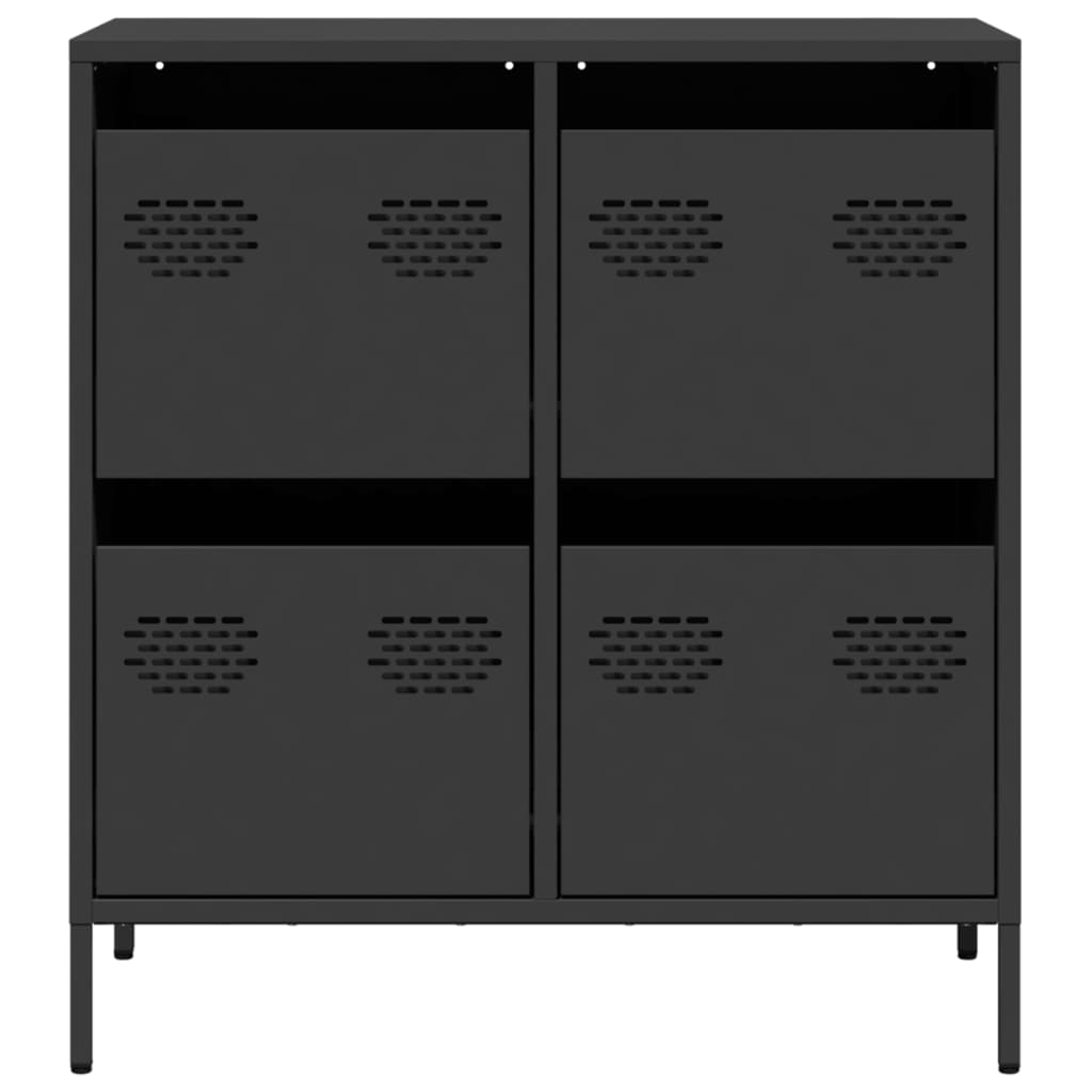 Credenza-Buffet-Armadio da cucina Nera 68x39x73,5 cm in Acciaio Laminato a Freddo 399883