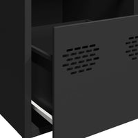 Credenza Nera 68x39x73,5 cm in Acciaio Laminato a Freddo