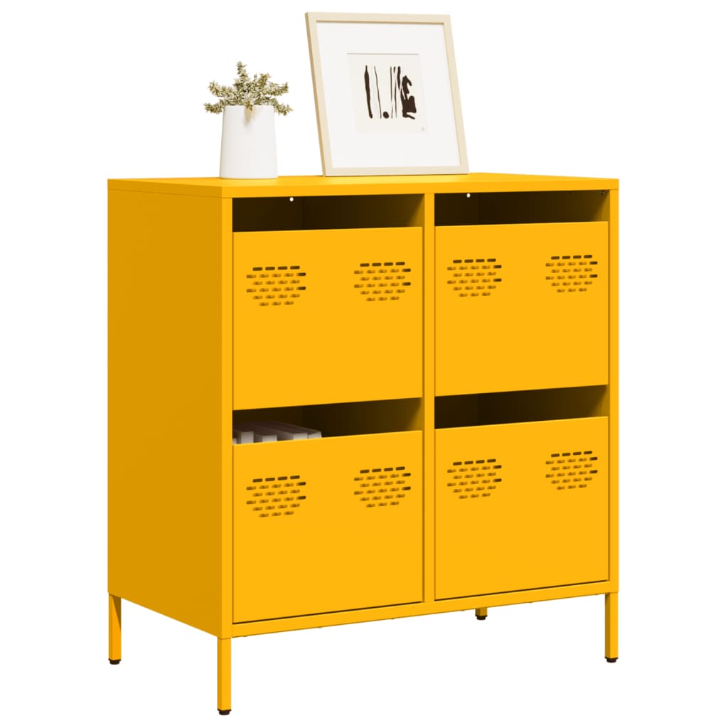 vidaXL Credenza Giallo Senape 68x39x73,5 cm Acciaio Laminato a Freddo