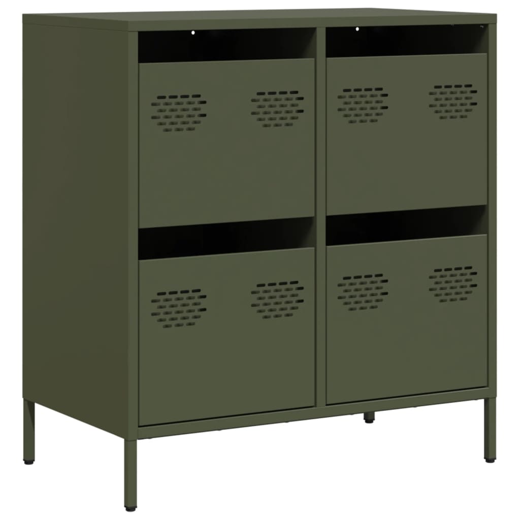 Credenza-Buffet-Armadio da cucina Verde Oliva 68x39x73,5 cm in Acciaio Laminato a Freddo 370792