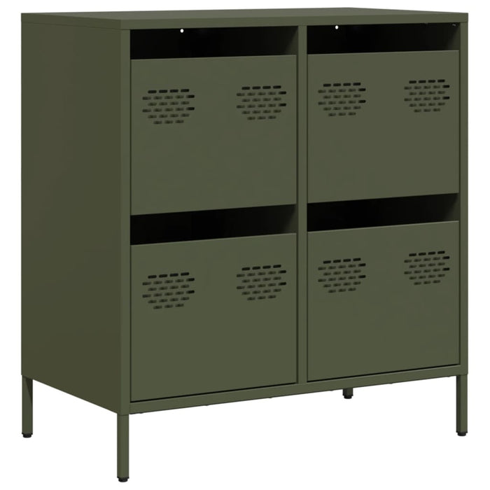 Credenza-Buffet-Armadio da cucina Verde Oliva 68x39x73,5 cm in Acciaio Laminato a Freddo 370792