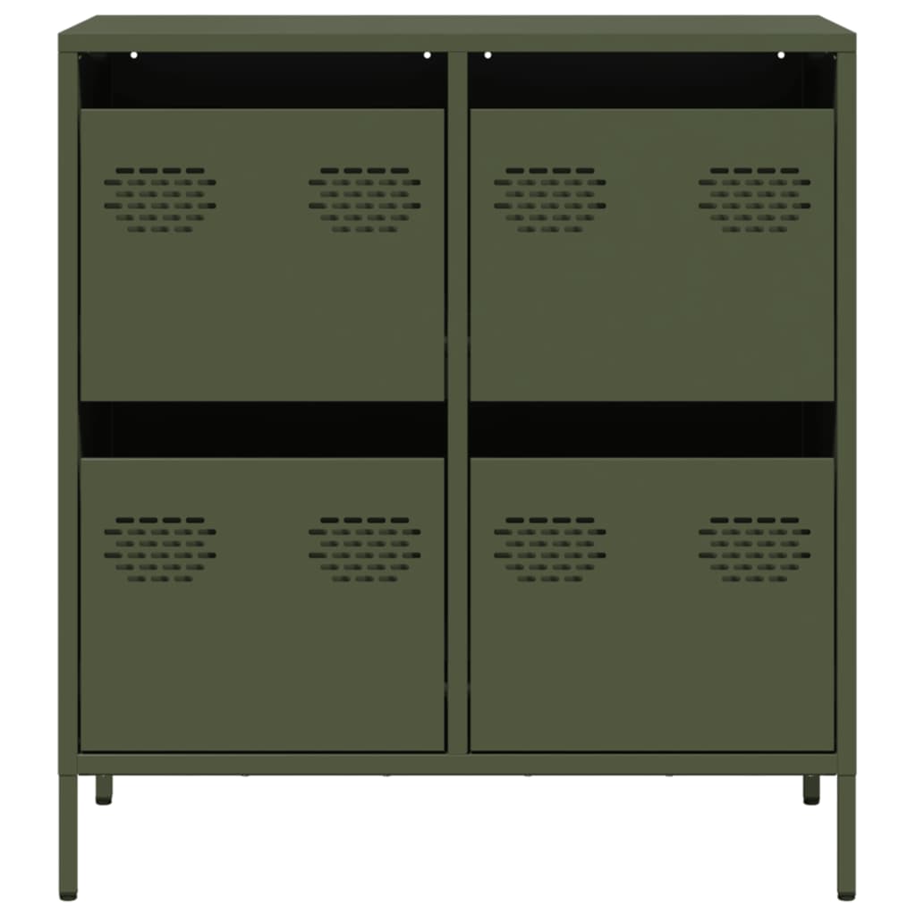 Credenza-Buffet-Armadio da cucina Verde Oliva 68x39x73,5 cm in Acciaio Laminato a Freddo 370792