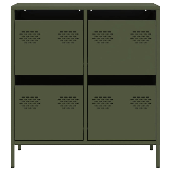 Credenza-Buffet-Armadio da cucina Verde Oliva 68x39x73,5 cm in Acciaio Laminato a Freddo 370792
