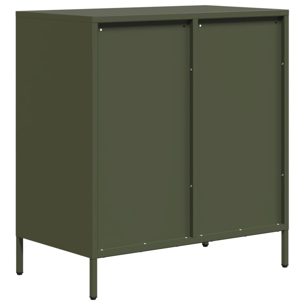 Credenza-Buffet-Armadio da cucina Verde Oliva 68x39x73,5 cm in Acciaio Laminato a Freddo 370792