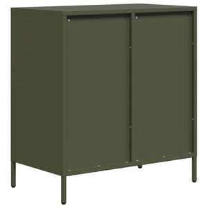 Credenza-Buffet-Armadio da cucina Verde Oliva 68x39x73,5 cm in Acciaio Laminato a Freddo 370792