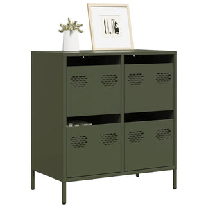 Credenza-Buffet-Armadio da cucina Verde Oliva 68x39x73,5 cm in Acciaio Laminato a Freddo 370792