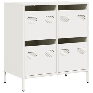 Credenza Bianca 68x39x73,5 cm in Acciaio Laminato a Freddo
