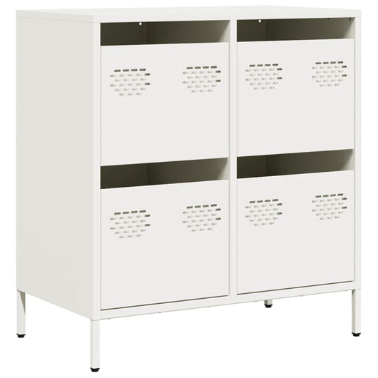Credenza Bianca 68x39x73,5 cm in Acciaio Laminato a Freddo