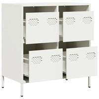 Credenza Bianca 68x39x73,5 cm in Acciaio Laminato a Freddo