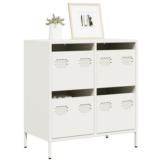 Credenza Bianca 68x39x73,5 cm in Acciaio Laminato a Freddo
