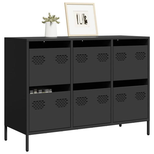Credenza Nera 101,5x39x73,5 cm in Acciaio Laminato a Freddo 851262