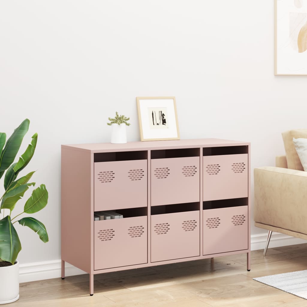 Credenza-Buffet-Armadio da cucina Rosa 101,5x39x73,5 cm in Acciaio Laminato a Freddo 516716