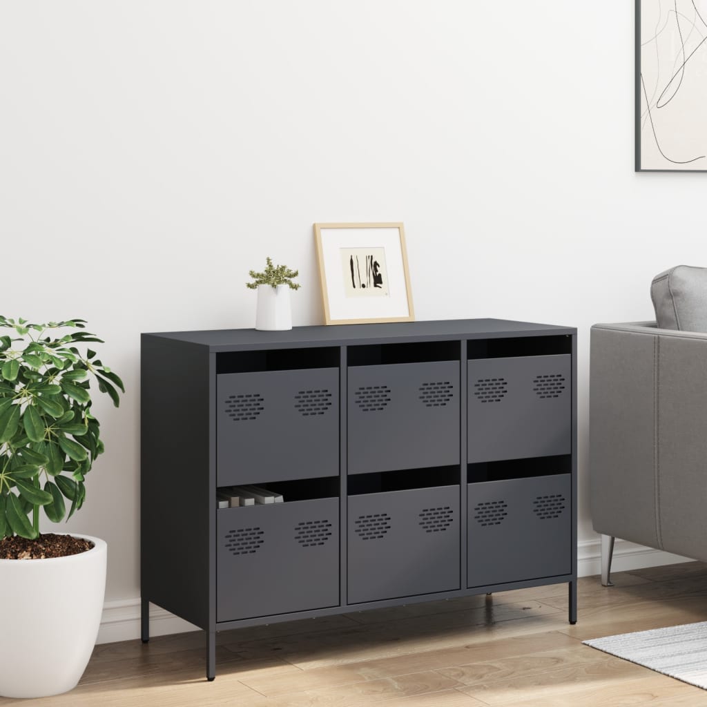 Credenza Antracite 101,5x39x73,5cm in Acciaio Laminato a Freddo 851264